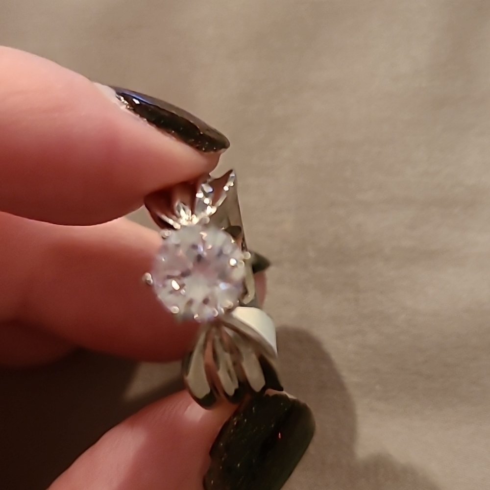 Cubic zirconia stainless steel wide band ring - Picture 6 of 8